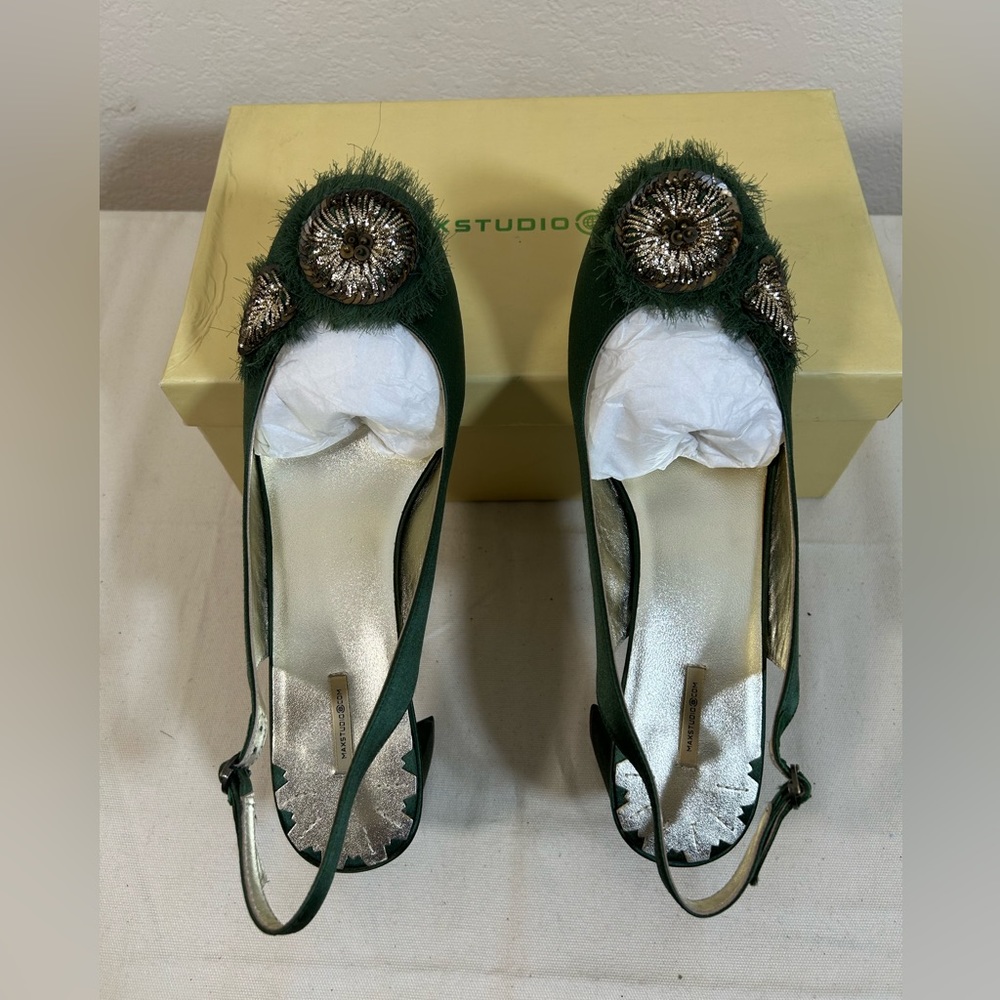Max Studio YETI Green Satin Shoes